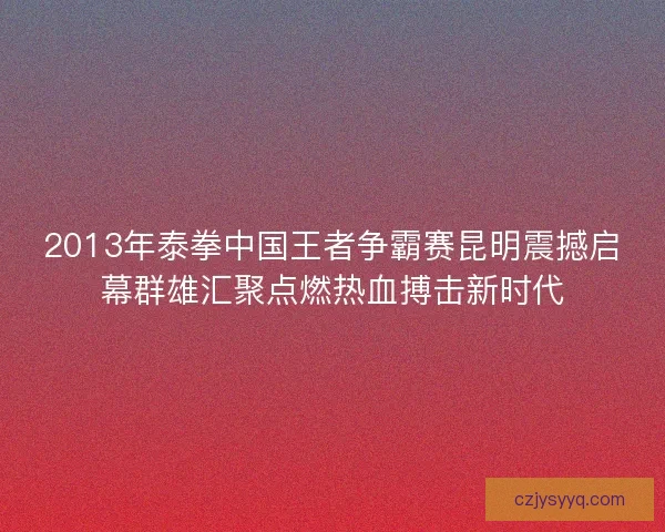 2013年泰拳中国王者争霸赛昆明震撼启幕群雄汇聚点燃热血搏击新时代