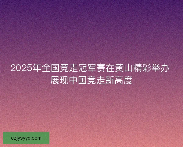 2025年全国竞走冠军赛在黄山精彩举办 展现中国竞走新高度