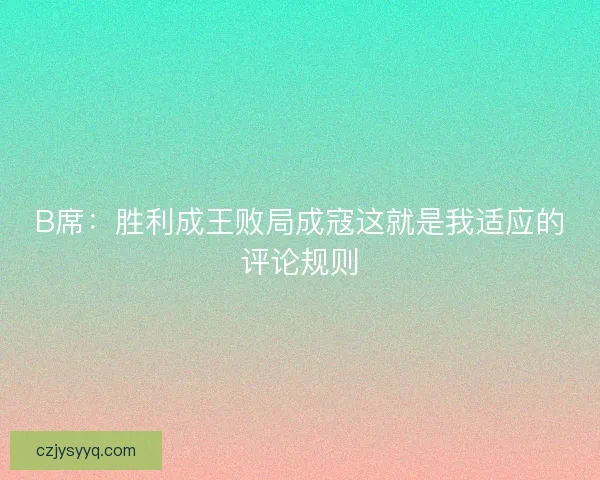 B席：胜利成王败局成寇这就是我适应的评论规则